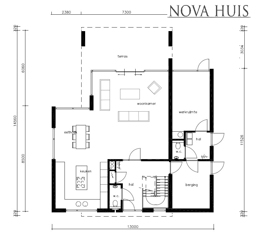 NOVA-HUIS moderne kubistische villa met ATLANTA MBS PREFAB staalframe systeem