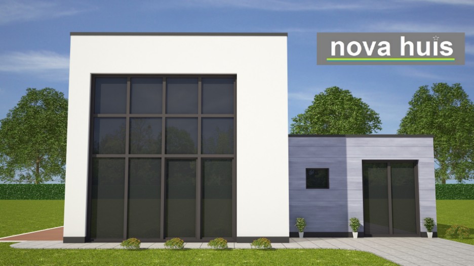 NOVA-HUIS moderne kubistische woning gelijkvloers bungalow met gastenverdieping energieneutraal duurzaam en beter bouwen K125