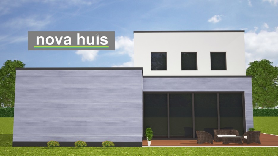 NOVA-HUIS moderne kubistische woning gelijkvloers bungalow met gastenverdieping energieneutraal duurzaam en beter bouwen K125