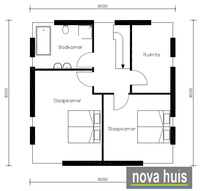 NOVA-HUIS moderne kubistische woning in kubusvorm ontwerpen en energiearm bouwen K 70 V2 