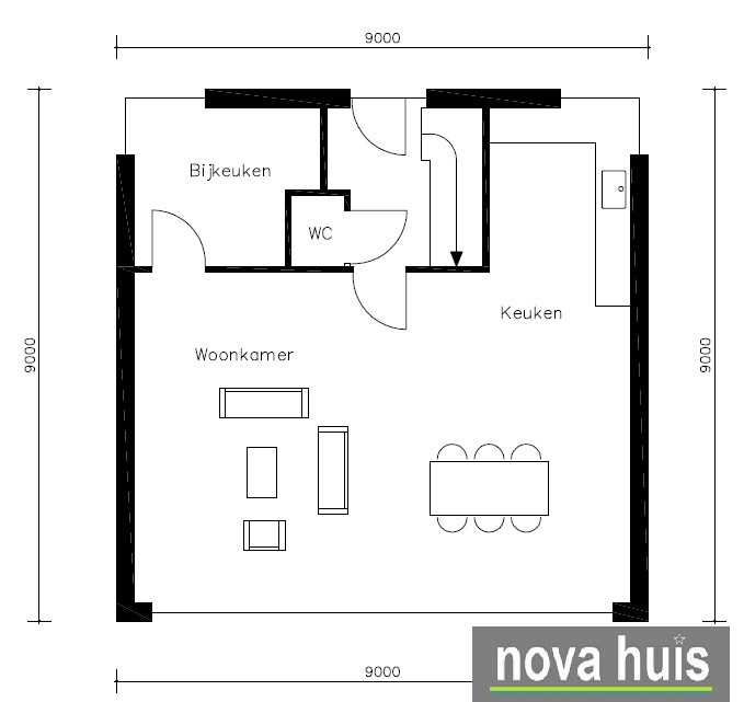 NOVA-HUIS moderne kubistische woning in kubusvorm ontwerpen en energiearm bouwen K 70 V2 