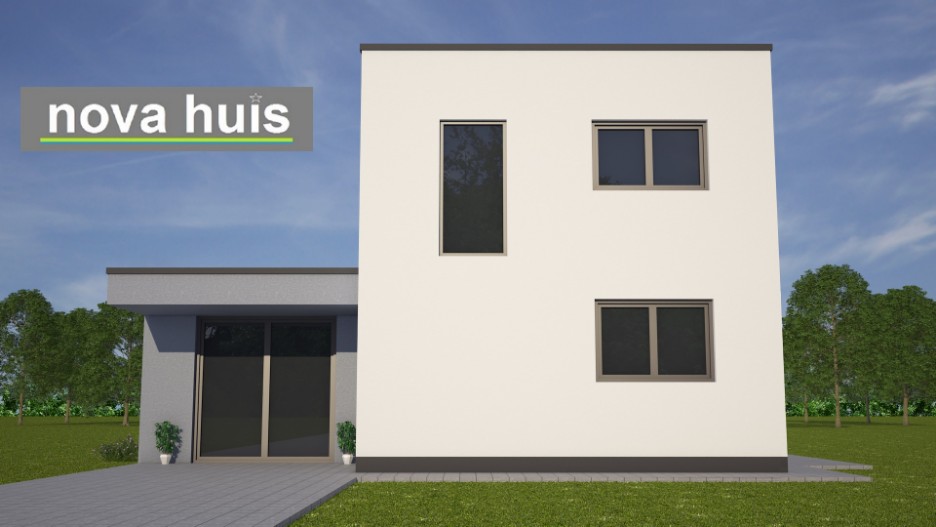 NOVA-HUIS moderne levensloopbestendige woningen kubistische bouwstijl overdekt terras veel glas K83 NOVA-HUIS moderne levensloopbestendige woningen kubistische bouwstijl overdekt terras veel glas K83