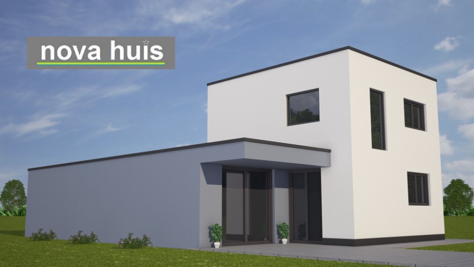 NOVA-HUIS moderne levensloopbestendige woningen kubistische bouwstijl overdekt terras veel glas K83