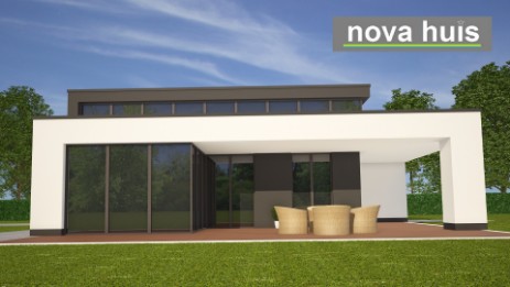 NOVA-HUIS ontwerp en bouw mooie moderne gelijkvloerse woningen en bungalows plat dak veel glas A84