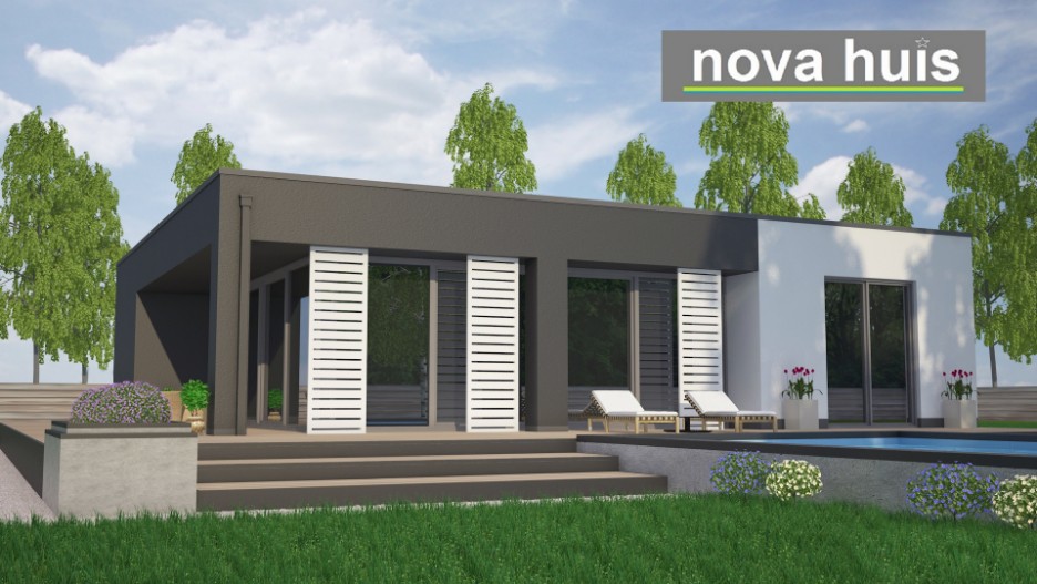 NOVA-HUIS ontwerp en bouw van mooie energiearme moderne gelijksvloerse bungalows met plat dak A24