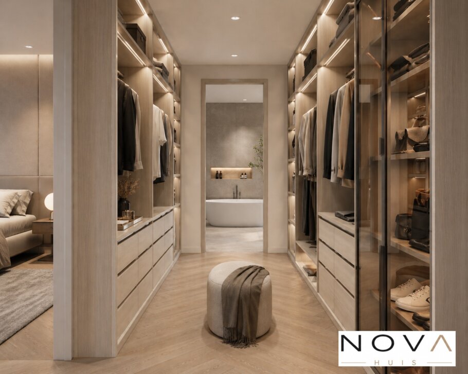 NOVA HUIS ontwerpt moderne schuurwoning inspiratie foto's voor type 156 woonkamer, slaapkamer, badkamer. keuken