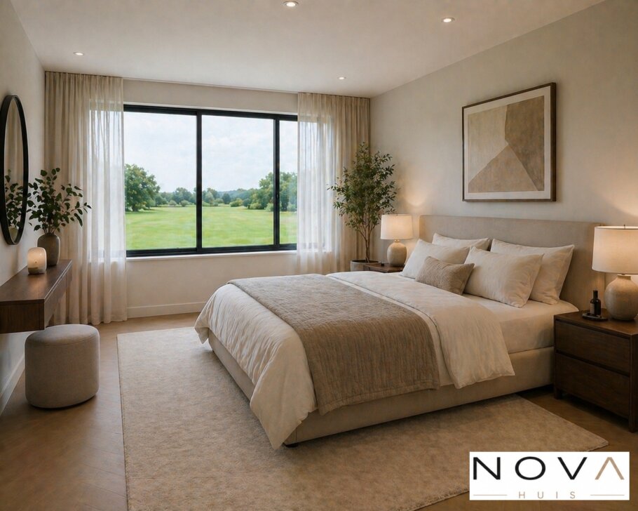 NOVA HUIS ontwerpt moderne schuurwoning inspiratie foto's voor type 156 woonkamer, slaapkamer, badkamer. keuken