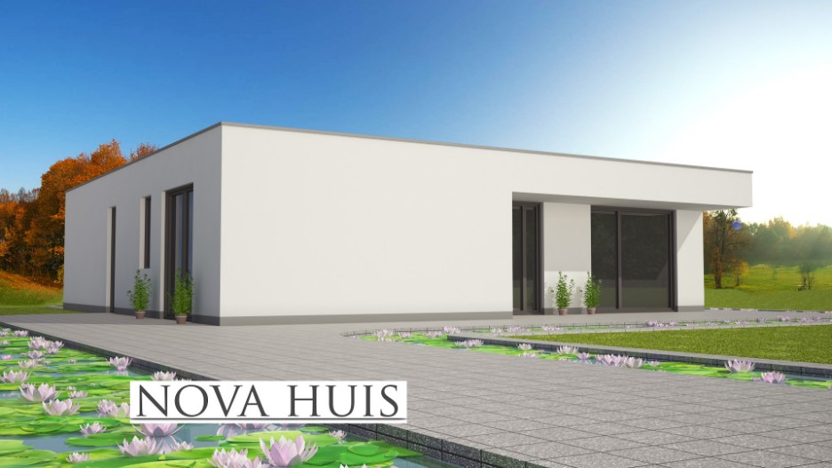 NOVA-HUIS strakke moderne energieneutrale bungalow plat dak alles gelijksvloers  B73 