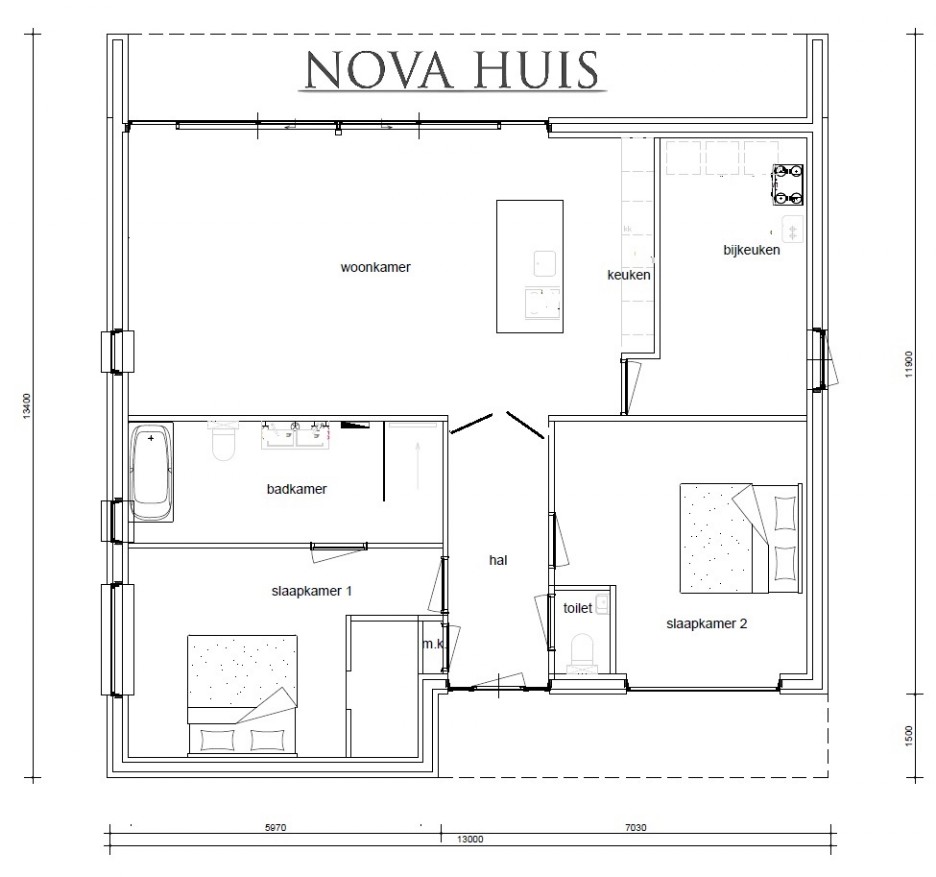 NOVA-HUIS strakke moderne energieneutrale bungalow plat dak alles gelijksvloers  B73 