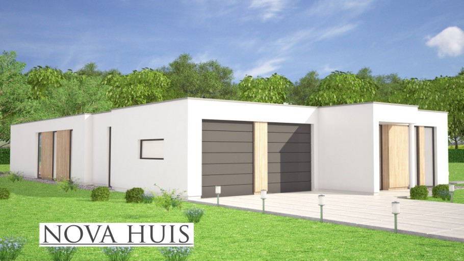 NOVA-HUIS type 144  levensloopbestendige bungalow veel glas Staalframebouw  Nederland