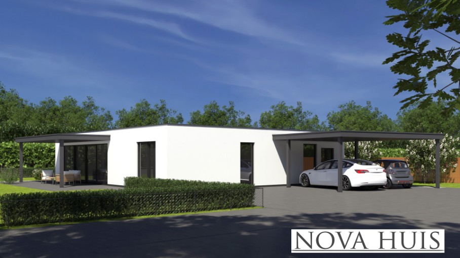 NOVA-HUIS type 193 nieuwbouw bungalow met plat dak  NOVA-HUIS type 193 nieuwbouw bungalow met plat dak