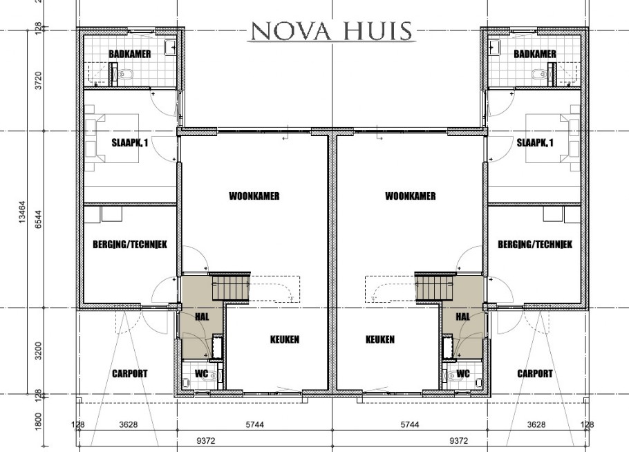 NOVA-HUIS.NL geschakelde woningen TK50 2 onder 1 kap levensloopbestendig