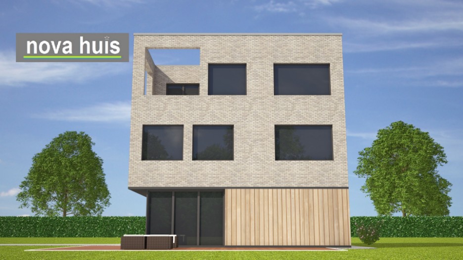 NOVA-HUIS.NL moderne kubistische kubus woningen met dakterras ontwerpen en energieneutraal bouwen K139