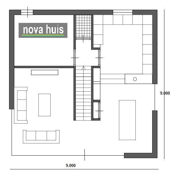 NOVA-HUIS.NL ontwerp en indelingen plattegronden moderne kubistische kubus-woningen K64