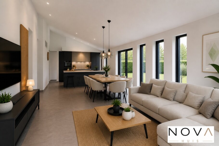 NOVA-HUIS.nl  type 136 Bekijk de interieurfoto's van deze stijlvolle gelijkvloerse bungalow met slaapkamer en badkamer op de begane grond