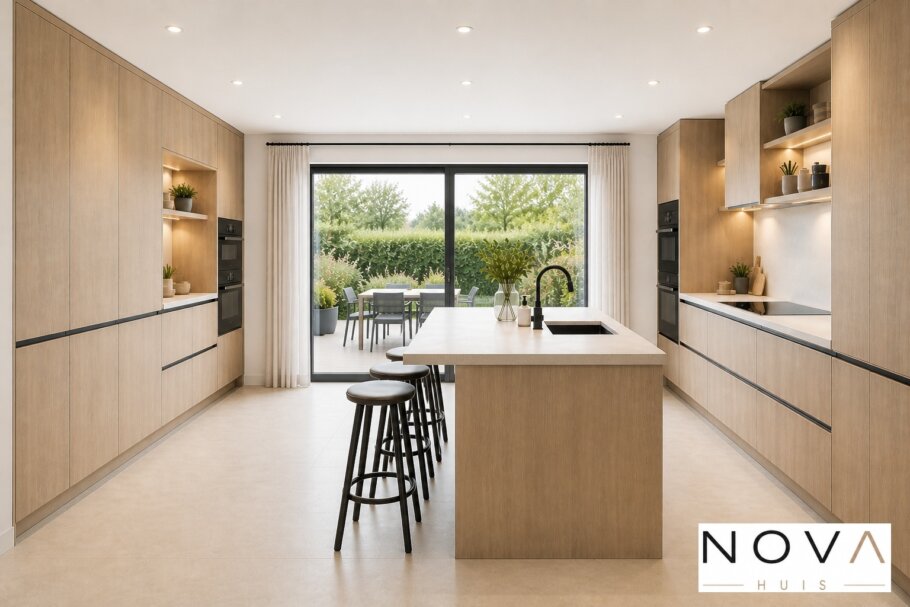 NOVA-HUIS.nl  type 136 Bekijk de interieurfoto's van deze stijlvolle gelijkvloerse bungalow met slaapkamer en badkamer op de begane grond