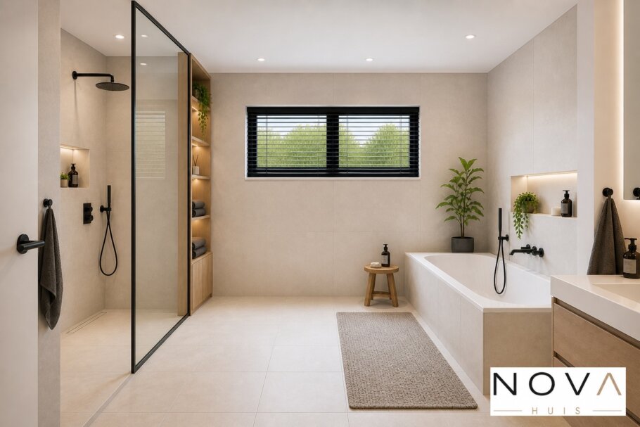 NOVA-HUIS.nl  type 136 Bekijk de interieurfoto's van deze stijlvolle gelijkvloerse bungalow met slaapkamer en badkamer op de begane grond