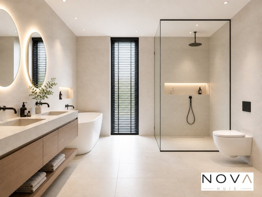 NOVA HUIS K-406 witte moderne kubistische kubus woning met veel glas prefab interieur