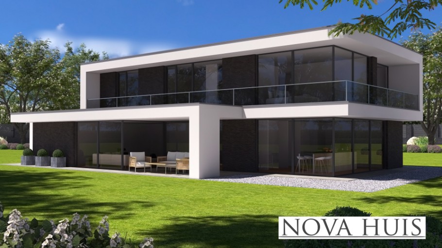 NOVA-HUIS.nl K382 moderne kubistische woning met Staalframe bouwconstructie