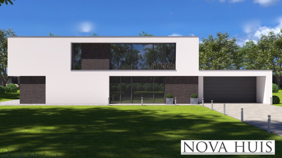 NOVA-HUIS.nl K382 moderne kubistische woning met Staalframe bouwconstructie ATLANTA-MBS