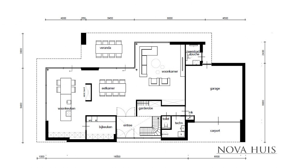 NOVA-HUIS.nl K382 moderne kubistische woning met Staalframe bouwconstructie ATLANTA-MBS