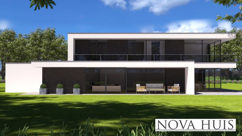 NOVA-HUIS.nl K382 moderne kubistische woning met Staalframe bouwconstructie ATLANTA-MBS