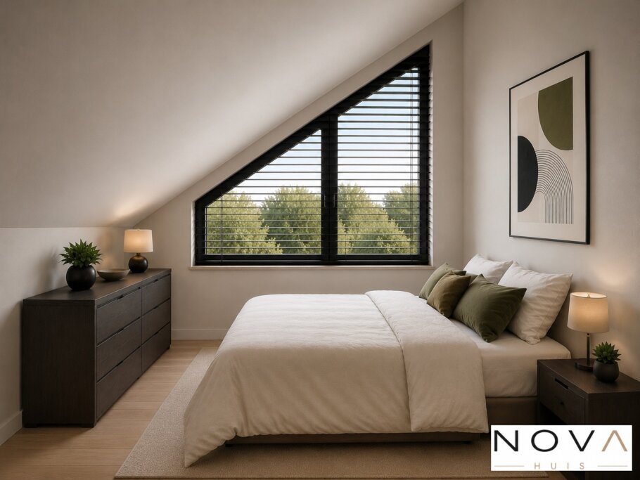 Modern interieur van een moderne woning met open keuken, lichte woonkamer, kookeiland en grote raampartijen