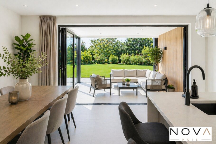 NOVAHUIS  type A150 interieur foto moderne woonkamer keuken badkamer slaapkamer