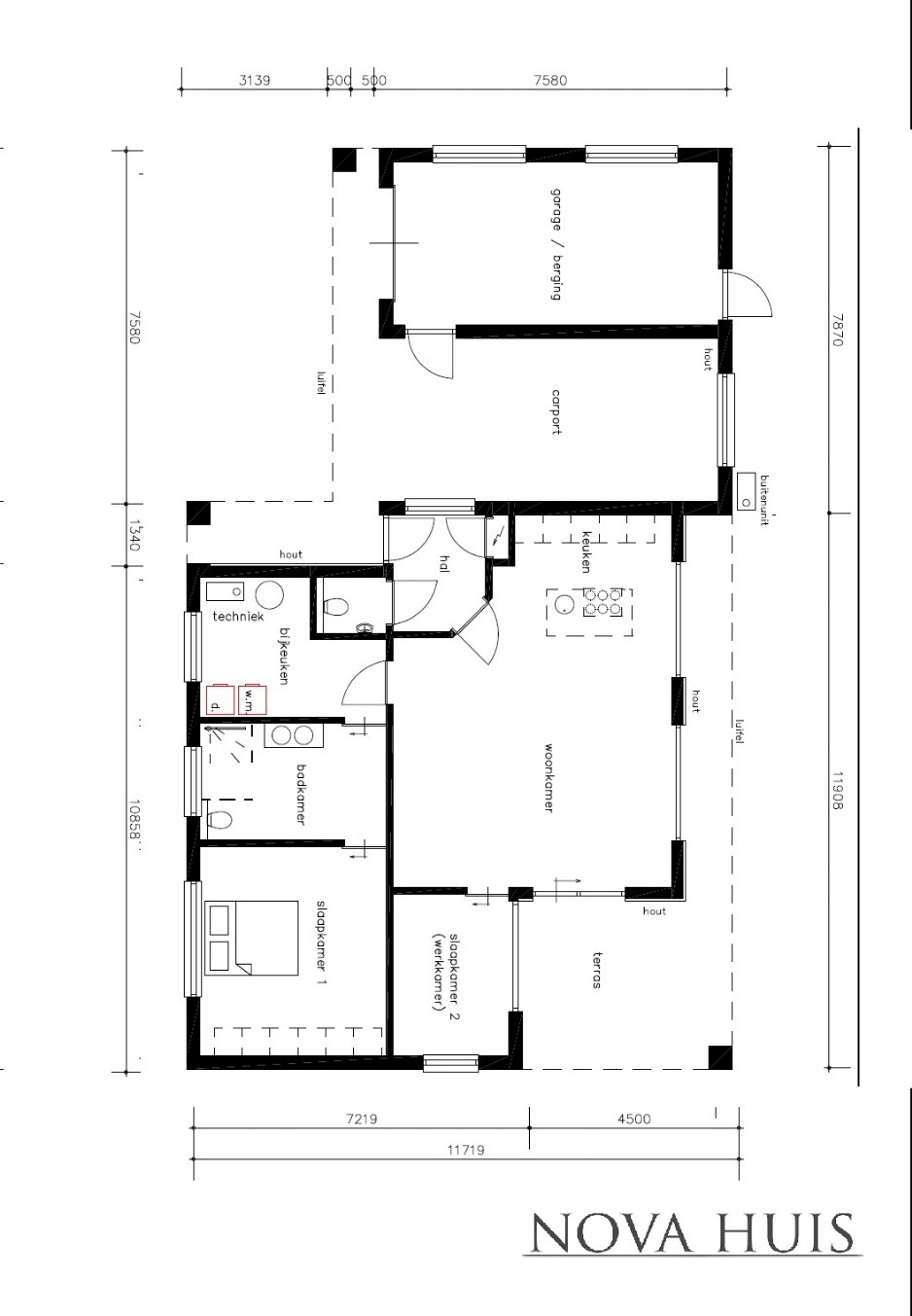 NOVAHUIS A160 bungalow bouwen plattegrond Staalframebouw ATLANTA-MBS