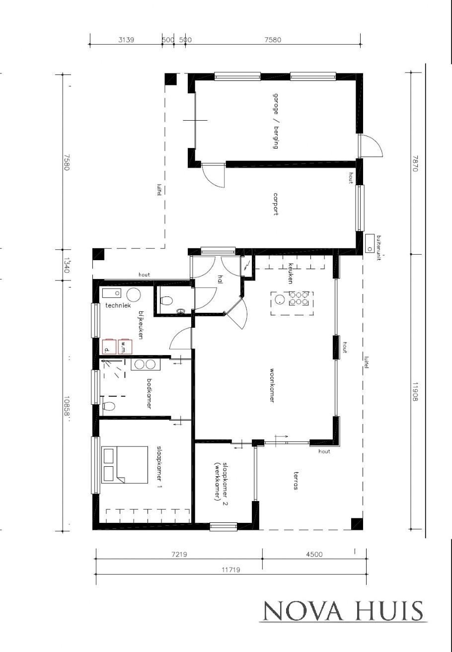 NOVAHUIS A160 bungalow bouwen plattegrond Staalframebouw Nederland