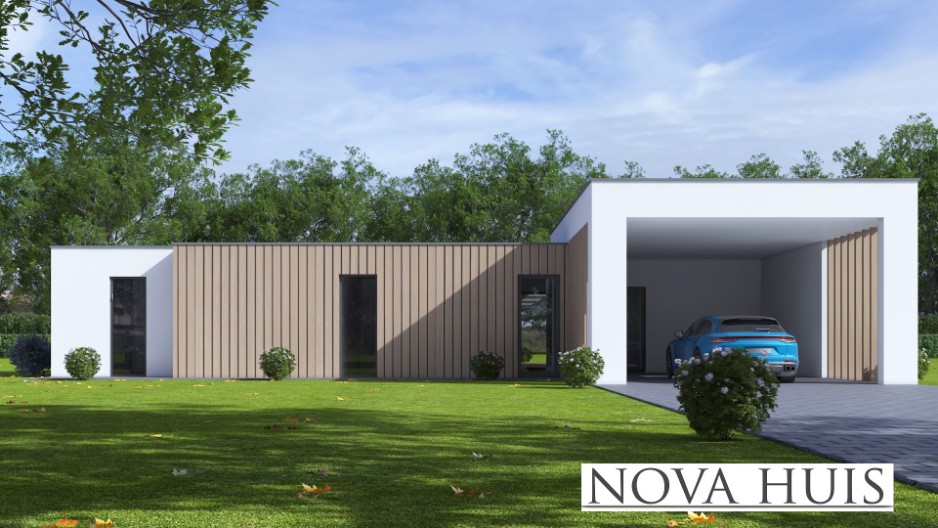 NOVAHUIS A168 gelijkvloerse nieuwbouw woning met ATLANTA mbs staalframebouw 