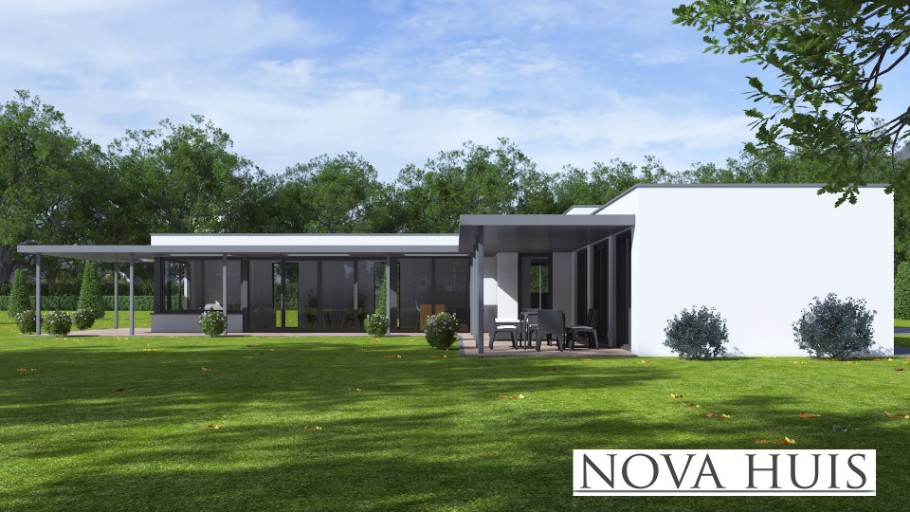 NOVAHUIS A168 gelijkvloerse nieuwbouw woning staalframebouw Nederland