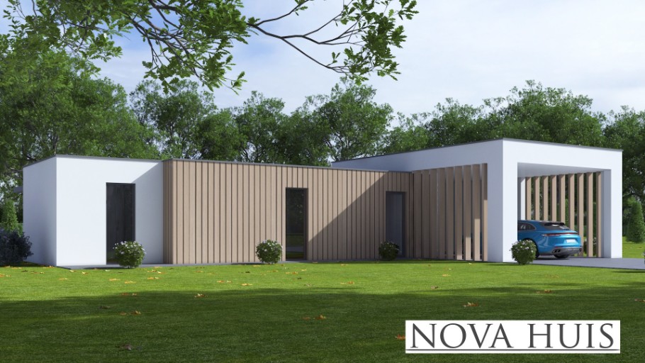 NOVAHUIS A168 gelijkvloerse nieuwbouw woning staalframebouw Nederland