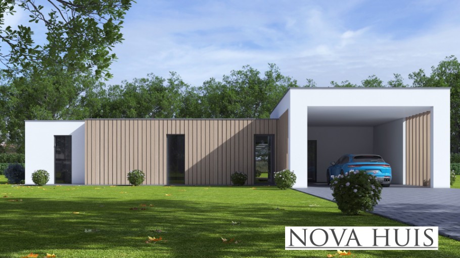 NOVAHUIS A168 gelijkvloerse nieuwbouw woning staalframebouw Nederland