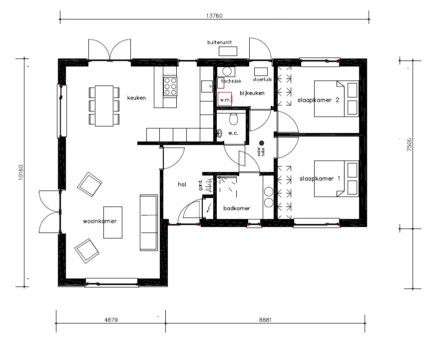 NOVAHUIS A180 bungalow plat dak levensloopbestendig energieneutraal onderhoudsarm