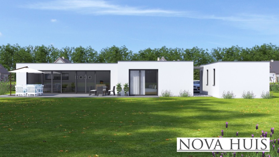 NOVAHUIS ATLANTA MBS duurzame bouw in staalframe A162  bungalow met plat dak