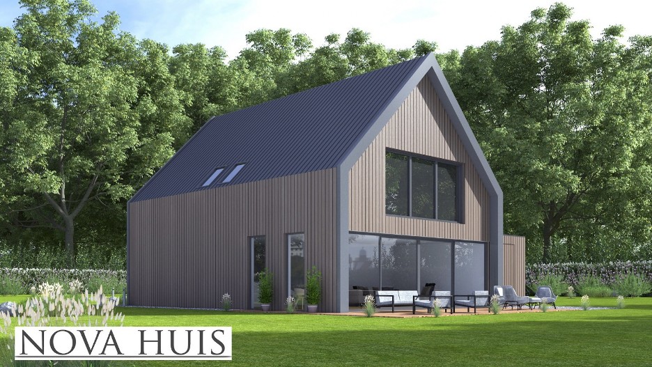 NOVAHUIS K137 moderne schuurwoning met ATLANTA MBS staalframe bouwconstructie 