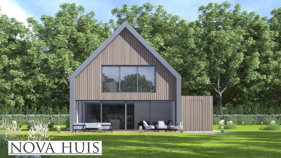 NOVAHUIS K137 moderne schuurwoning met ATLANTA MBS staalframe bouwconstructie 