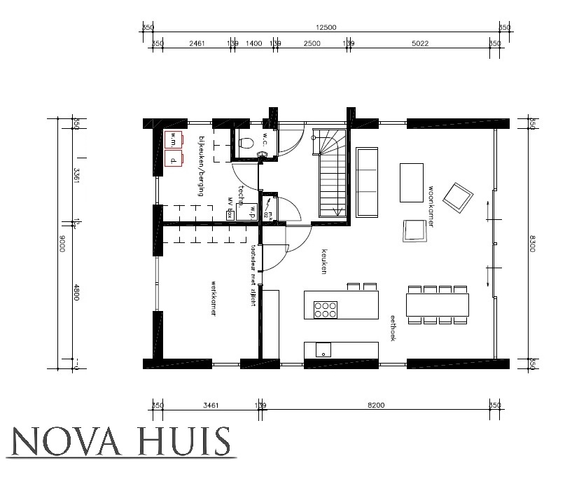 NOVAHUIS K137 moderne schuurwoning met ATLANTA MBS staalframe bouwconstructie 