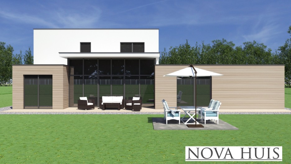 NOVAHUIS K377 moderne strakke kubistische levenloopbestendige woning met verdieping en veel glas