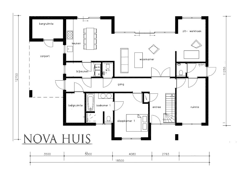 NOVAHUIS K377 moderne strakke kubistische levenloopbestendige woning met verdieping en veel glas
