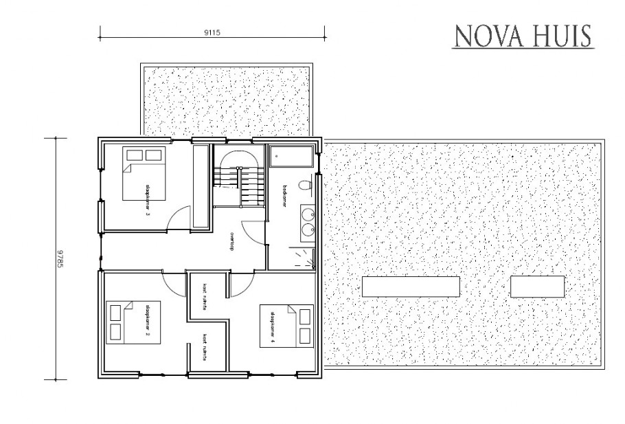 NOVAHUIS K389 staalframebouw Nederlandlevensloopbestendige woning met overdekt terras 
