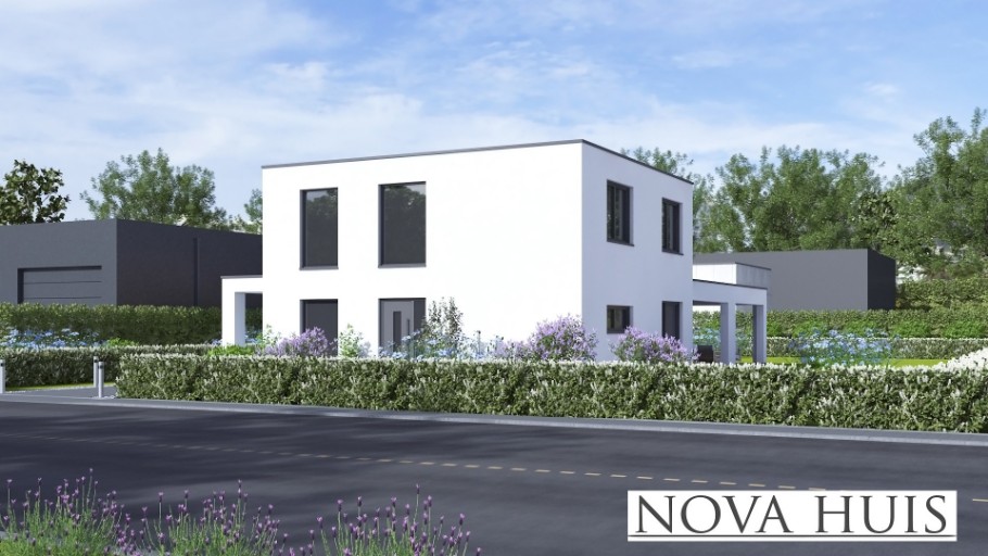 NOVAHUIS K389 staalframebouw Nederlandlevensloopbestendige woning met overdekt terras 