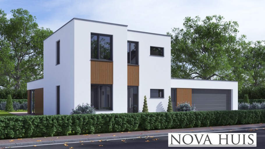 NOVAHUIS K391 moderne kubistische energieneutrale levensloopbestendige woning Staalframebouw