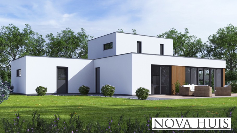 NOVAHUIS K391 moderne kubistische energieneutrale levensloopbestendige woning Staalframebouw