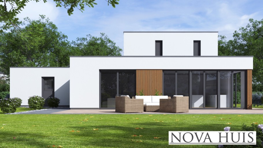 NOVAHUIS K391 moderne kubistische energieneutrale levensloopbestendige woning Staalframebouw