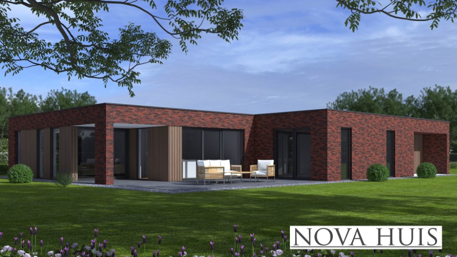 NOVAHUIS energieneutrale bungalow  A172 rolstoelvriendelijk met ATLANTA MBS staalframe beter bouwsysteem