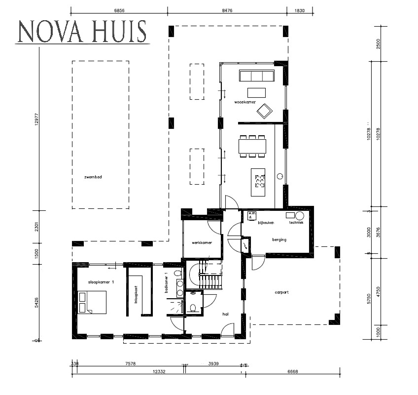 NOVAHUIS moderne bouwontwerpen bouwen met ATLANTA staalframebouw K394