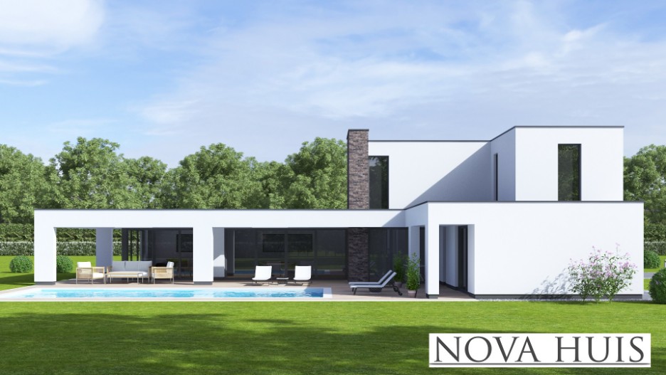 NOVAHUIS moderne bouwontwerpen bouwen met ATLANTA staalframebouw K394