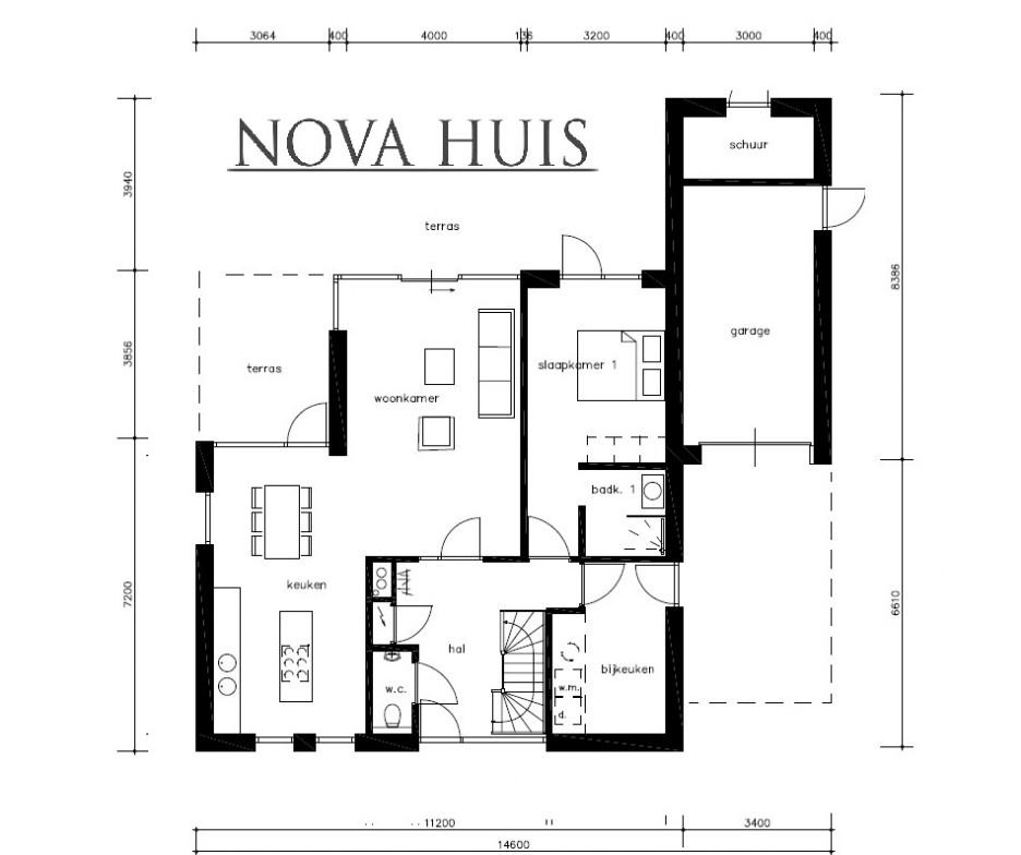 NOVAHUIS moderne kubistische woning M347v1 staalframebouw ATLANTA MBS